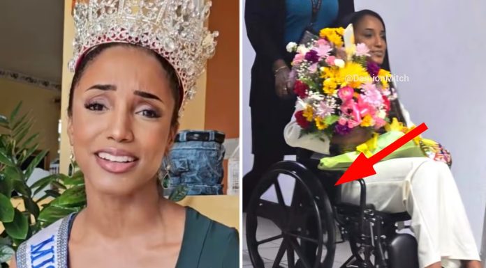 Miss Jamaica regresa en silla de ruedas a su país tras accidente en Miss Universo